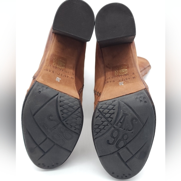 A.S. 98 IVA Leather Heeled Ankle Boots Back Zip Stitching Detail Size EU 38 - Picture 11 of 13